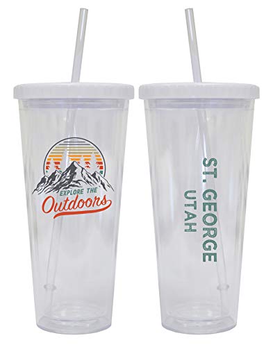 St. George Utah Camping 24 oz Reusable Plastic Straw Tumbler w/Lid & Straw