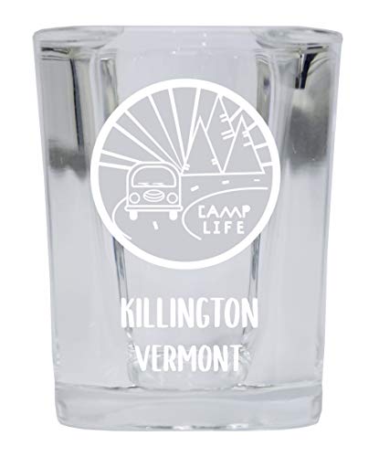Killington Vermont Souvenir Laser Engraved 2 Ounce Square Base Liquor Shot Glass Camp Life Design