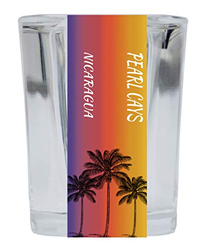Pearl Cays Nicaragua 2 Ounce Square Shot Glass Palm Tree Design