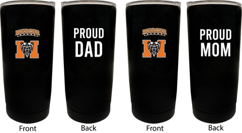 Mercer University NCAA Insulated Tumbler - 16oz Stainless Steel Travel Mug Proud Mom and Dad Design Black