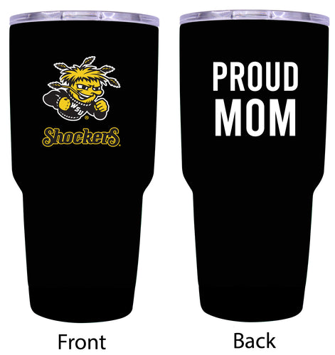 Wichita State Shockers Proud Mom 24 oz Insulated Stainless Steel Tumbler - Black
