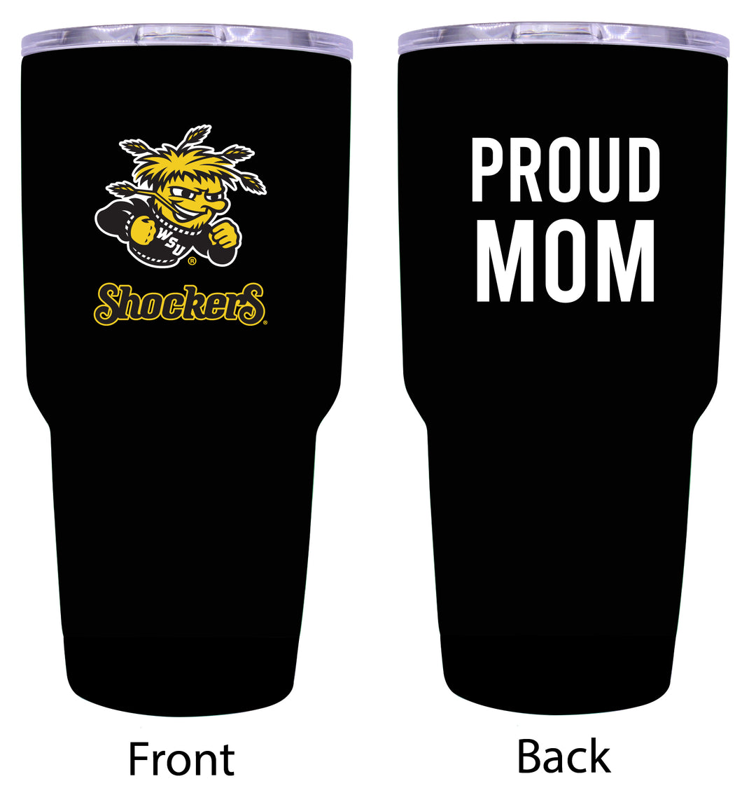 Wichita State Shockers Proud Mom 24 oz Insulated Stainless Steel Tumbler - Black