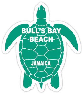Bull's Bay Beach Jamaica 4 Inch Green Turtle Shape Decal Sticker