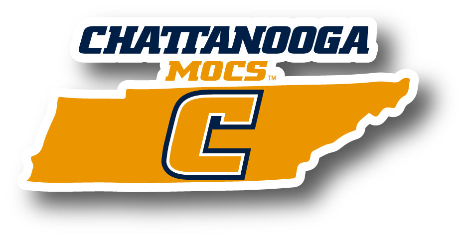 University of Tennessee at Chattanooga 4-Inch State Shape NCAA Vinyl Decal Sticker for Fans, Students, and Alumni
