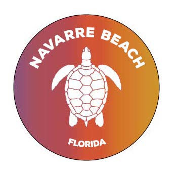 Navarre Beach Florida 4 Inch Round Decal Sticker Turtle Design