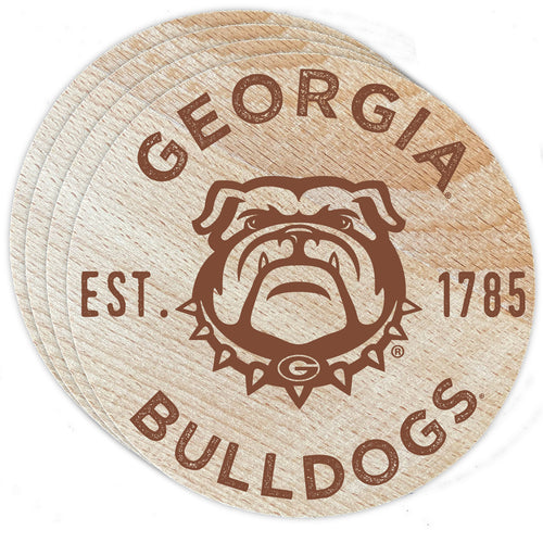 Georgia Bulldogs Officially Licensed Wood Coasters (4-Pack) - Laser Engraved, Never Fade Design