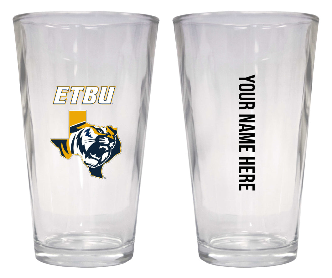 Customizable NCAA East Texas Baptist University 16 oz Pint Glass – Perfect Gift Personalized With your own  or any fan name