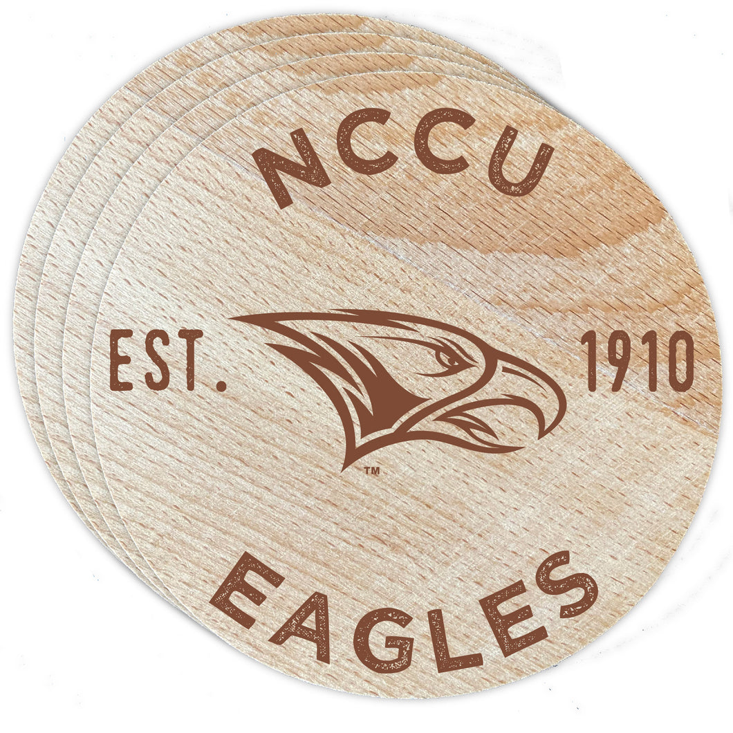 North Carolina Central Eagles Officially Licensed Wood Coasters (4-Pack) - Laser Engraved, Never Fade Design