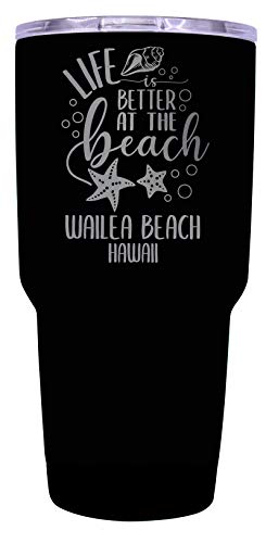 Wailea Beach Hawaii Souvenir Laser Engraved 24 Oz Insulated Stainless Steel Tumbler Black
