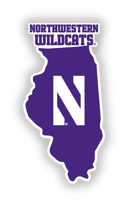 Northwestern University Wildcats 4-Inch State Shape NCAA Vinyl Decal Sticker for Fans, Students, and Alumni