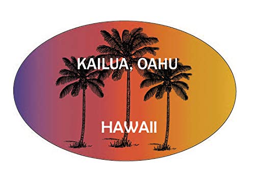 Kailua, Oahu Hawaii Trendy Souvenir Oval Decal