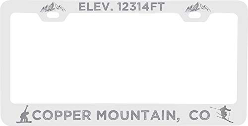 R and R Imports Copper Mountain Colorado Etched Metal License Plate Frame White