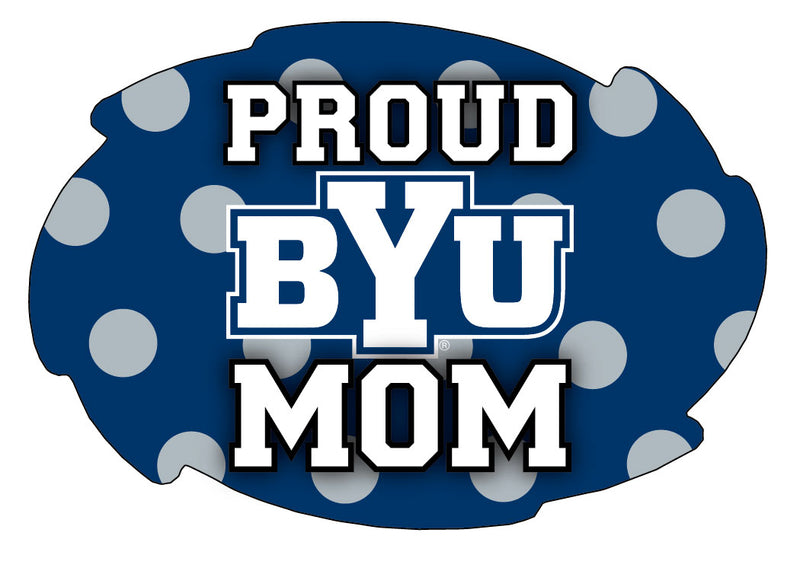 Brigham Young Cougars 5x6-Inch Swirl Shape Proud Mom NCAA - Durable School Spirit Vinyl Decal Perfect Gift for Mom