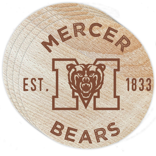 Mercer University Officially Licensed Wood Coasters (4-Pack) - Laser Engraved, Never Fade Design