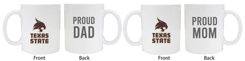 Texas State Bobcats Proud Mom And Dad White Ceramic Coffee Mug 2 pack (White)