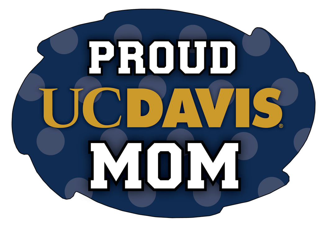 UC Davis Aggies 5x6-Inch Swirl Shape Proud Mom NCAA - Durable School Spirit Vinyl Decal Perfect Gift for Mom