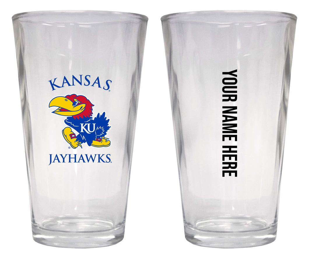 Customizable NCAA Kansas Jayhawks 16 oz Pint Glass – Perfect Gift Personalized With your own  or any fan name