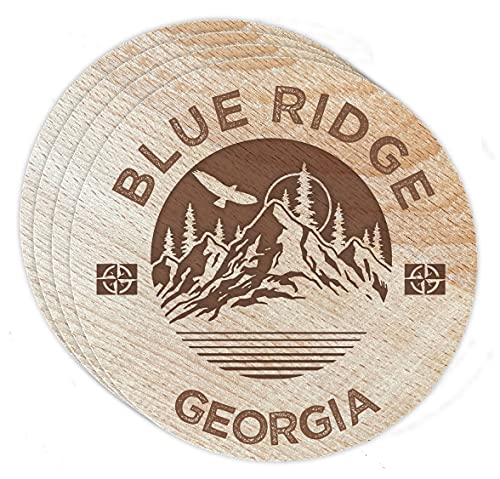 Blue Ridge Georgia 4 Pack Engraved Wooden Coaster Camp Outdoors Design