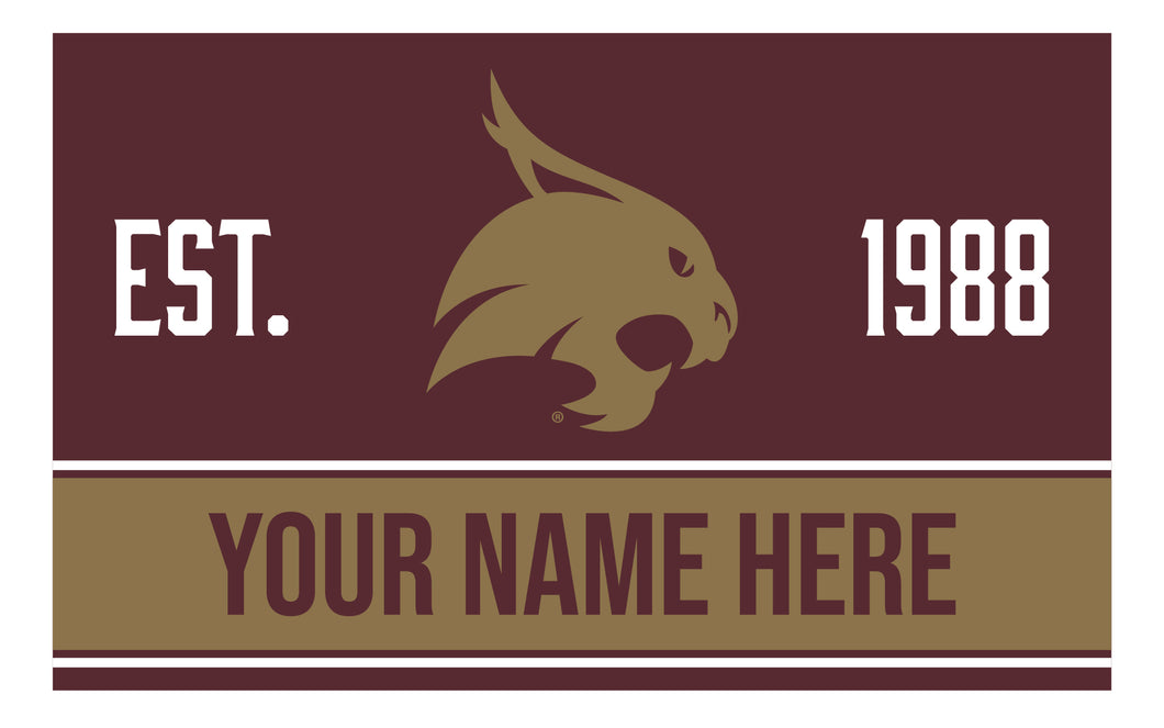 Personalized Customizable Texas State Bobcats Wood Sign with Frame Custom Name