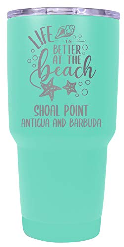 Shoal Point Antigua And Barbuda Souvenir Laser Engraved 24 Oz Insulated Stainless Steel Tumbler Seafoam