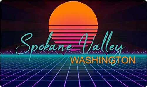 Spokane Valley Washington 4 X 2.25-Inch Fridge Magnet Retro Neon Design