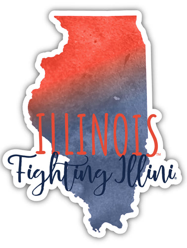 Illinois Fighting Illini 2-Inch on one of its sides Watercolor Design NCAA Durable School Spirit Vinyl Decal Sticker