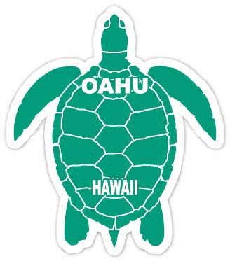 Oahu Hawaii Souvenir 4 Inch Green Turtle Shape Decal Sticke