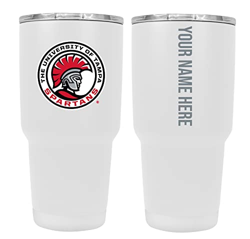 Custom University of Tampa Spartans White Insulated Tumbler - 24oz Engraved Stainless Steel Travel Mug