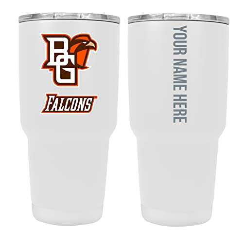 Collegiate Custom Personalized Bowling Green Falcons, 24 oz Insulated Stainless Steel Tumbler with Engraved Name (White)