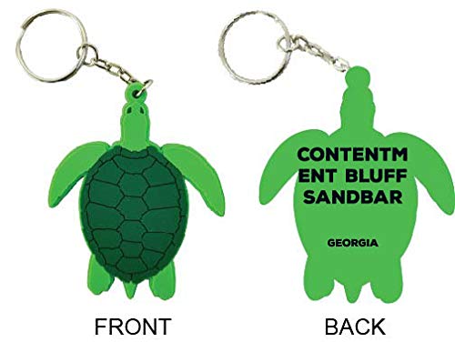Contentment Bluff Sandbar Georgia Souvenir Green Turtle Keychain
