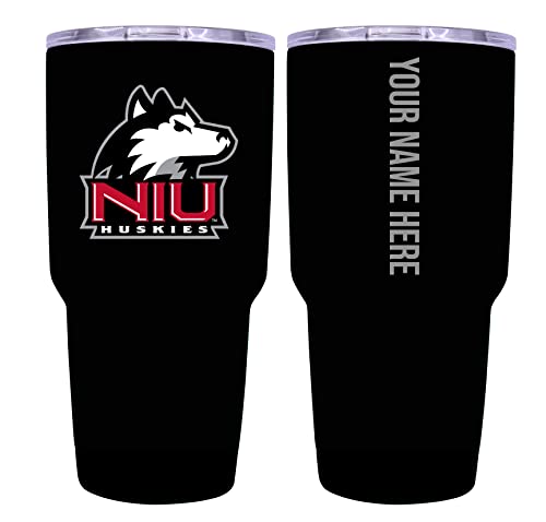 Collegiate Custom Personalized Northern Illinois Huskies, 24 oz Insulated Stainless Steel Tumbler with Engraved Name (Black)