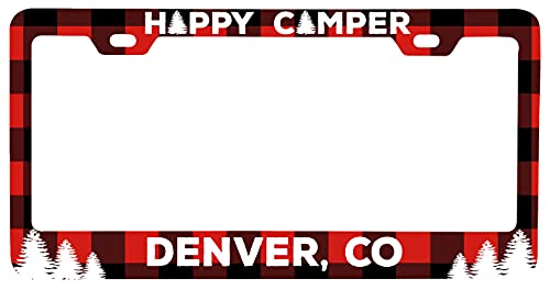 Denver Colorado Car Metal License Plate Frame Plaid Design
