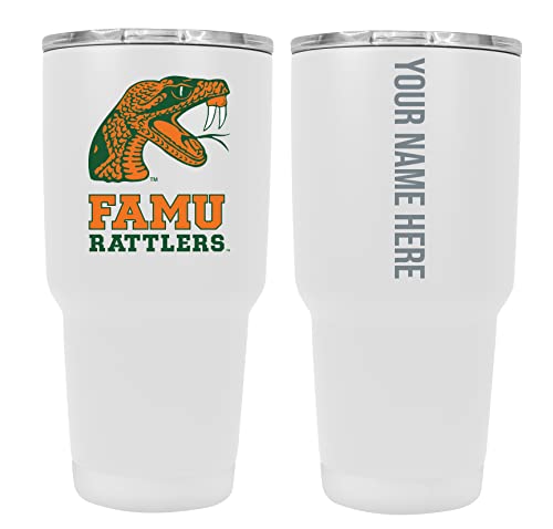 Custom Florida A&M Rattlers White Insulated Tumbler - 24oz Engraved Stainless Steel Travel Mug