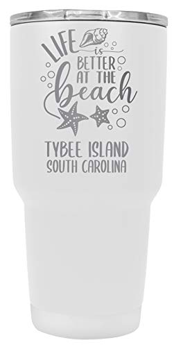 Tybee Island South Carolina Souvenir Laser Engraved 24 Oz Insulated Stainless Steel Tumbler White