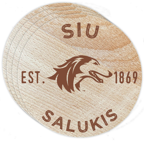 Southern Illinois Salukis Officially Licensed Wood Coasters (4-Pack) - Laser Engraved, Never Fade Design