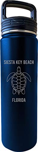Siesta Key Beach Florida Souvenir 32 Oz Engraved Navy Insulated Double Wall Stainless Steel Water Bottle Tumbler