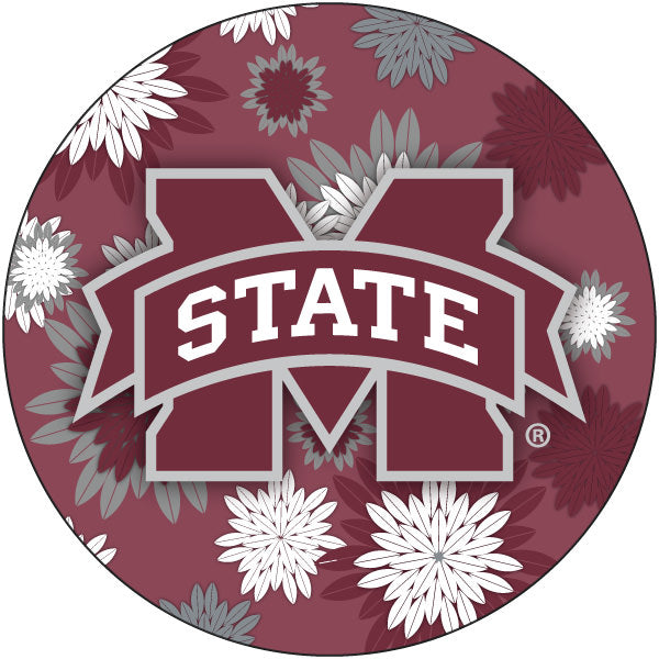 Mississippi State Bulldogs NCAA Collegiate Trendy Floral Flower Fashion Pattern 4 Inch Round Decal Sticker