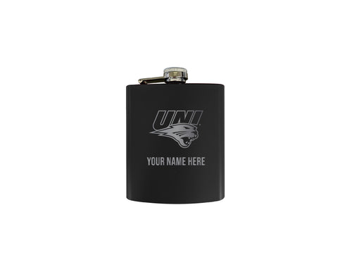 Northern Iowa Panthers Officially Licensed Personalized Stainless Steel Flask 7 oz - Custom Text, Matte Finish, Choose Your Color