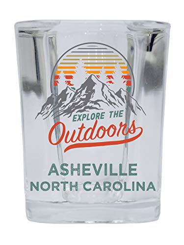 Asheville North Carolina Explore the Outdoors Souvenir 2 Ounce Square Base Liquor Shot Glass