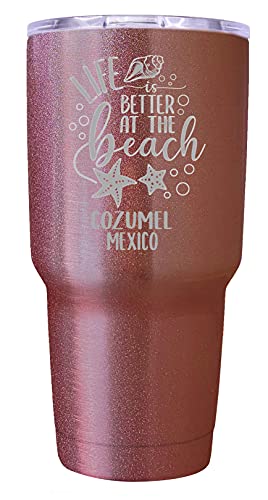 Cozumel Mexico Laser Engraved 24 Oz Insulated Stainless Steel Tumbler Rose Gold