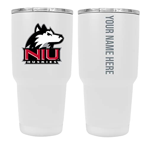 Custom Northern Illinois Huskies White Insulated Tumbler - 24oz Engraved Stainless Steel Travel Mug