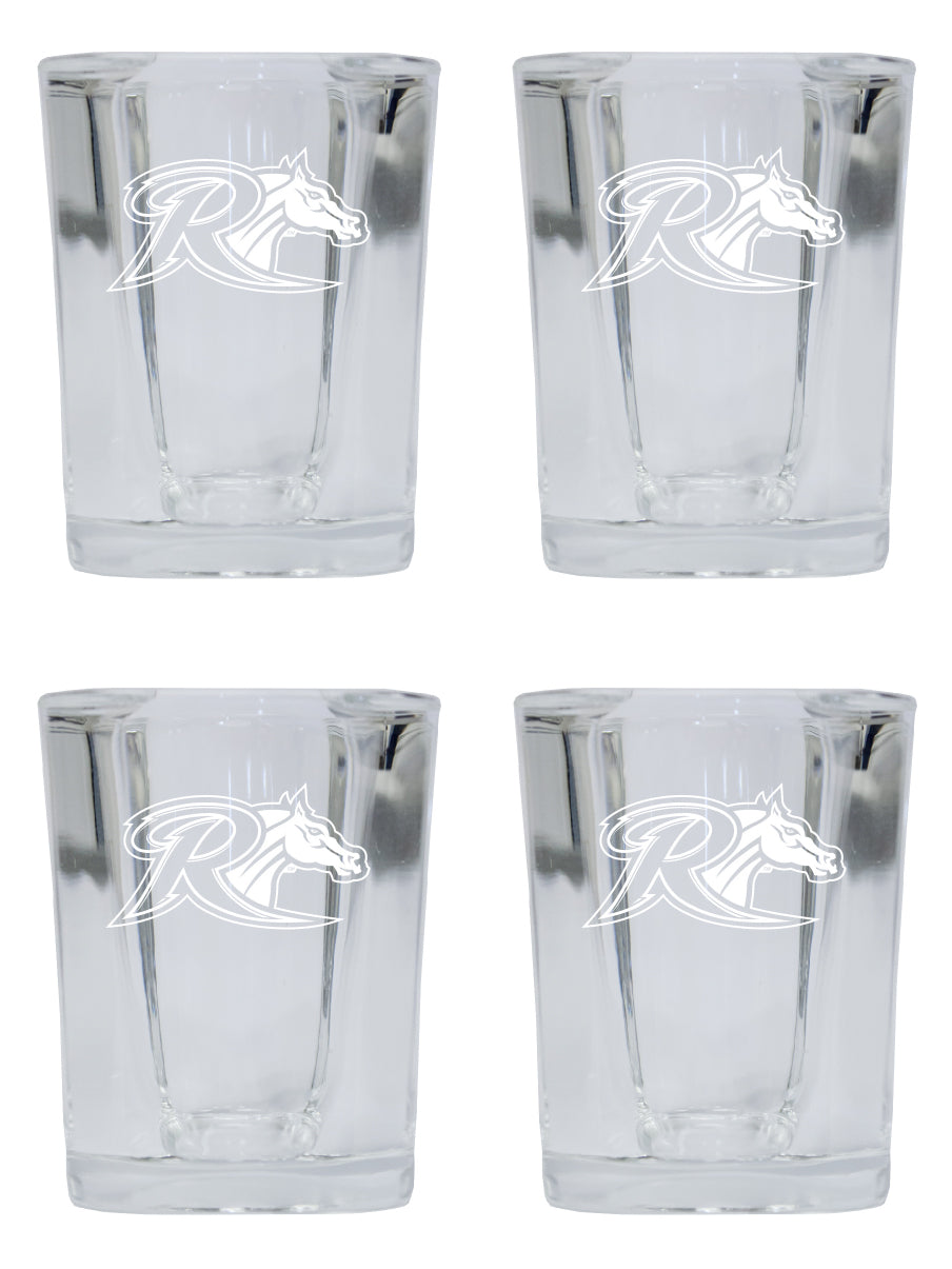 Rider University Broncs NCAA Collector's Edition 2oz Square Shot Glass - Laser Etched Logo 4-Pack