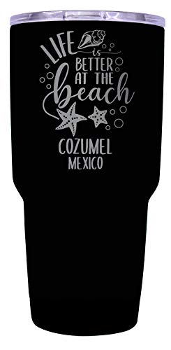 Cozumel Mexico Souvenir Laser Engraved 24 Oz Insulated Stainless Steel Tumbler Black.