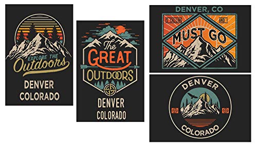 Denver Colorado Souvenir 2x3 Inch Fridge Magnet The Great Outdoors Design 4-Pack