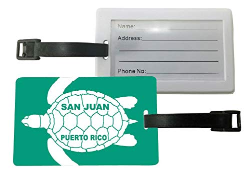 San Juan Puerto Rico Green Turtle Design Souvenir Travel Luggage Tag 2-Pack