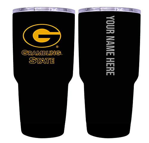 Collegiate Custom Personalized Grambling State Tigers, 24 oz Insulated Stainless Steel Tumbler with Engraved Name (Black)