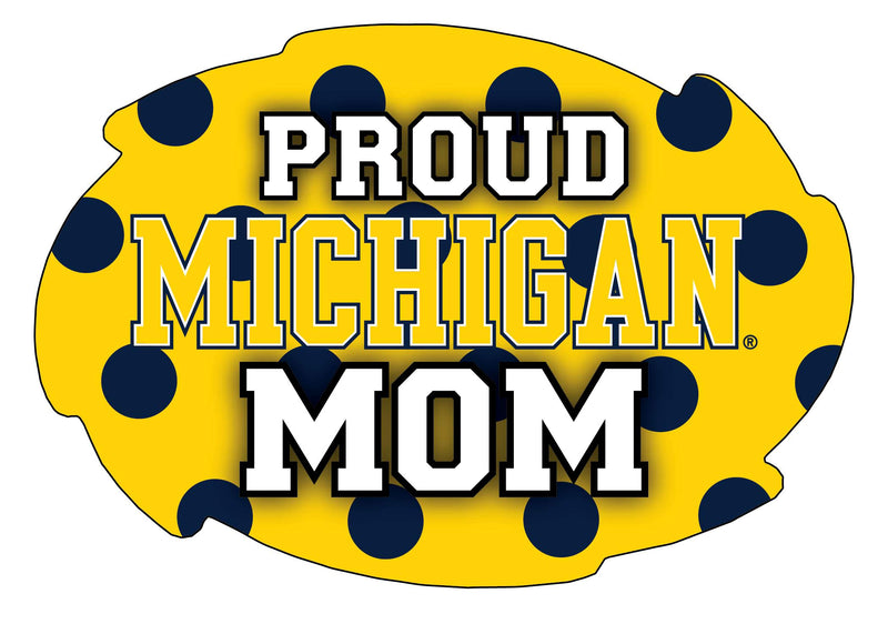 Michigan Wolverines 5x6-Inch Swirl Shape Proud Mom NCAA - Durable School Spirit Vinyl Decal Perfect Gift for Mom