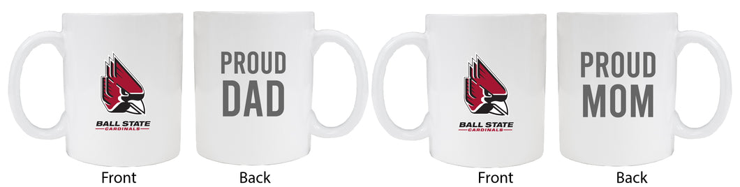 Ball State University Proud Mom And Dad White Ceramic Coffee Mug 2 pack (White)