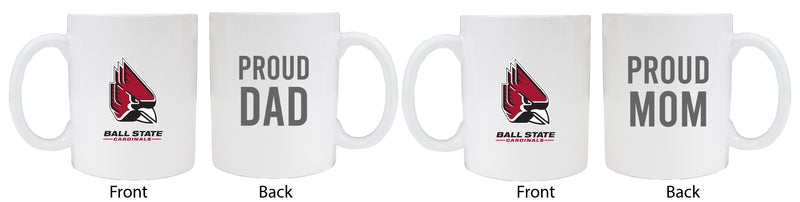 Ball State University Proud Mom And Dad White Ceramic Coffee Mug 2 pack (White)