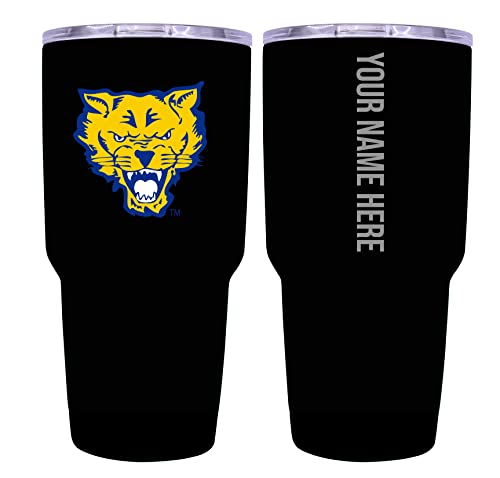 Collegiate Custom Personalized Fort Valley State University, 24 oz Insulated Stainless Steel Tumbler with Engraved Name (Black)